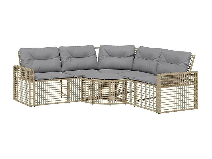 Canapé de jardin et coussins et repose-pied en forme de L rotin