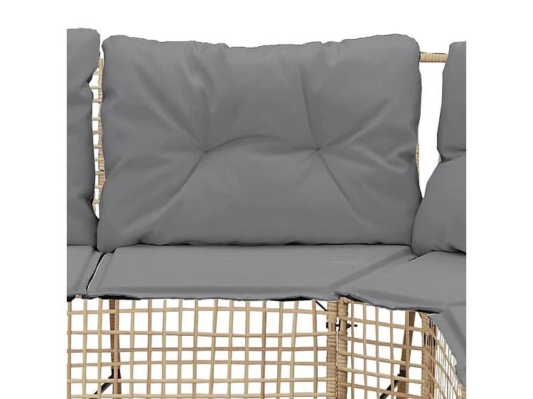 Canapé de jardin et coussins et repose-pied en forme de L rotin