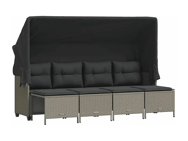 Salon de jardin 5 pcs avec coussins gris clair résine tressée