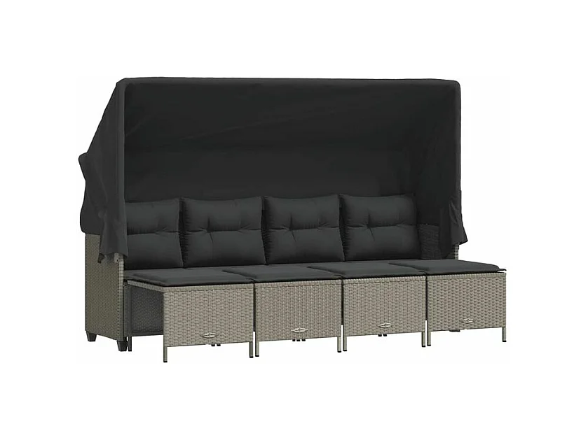 Salon de jardin 5 pcs avec coussins gris clair résine tressée