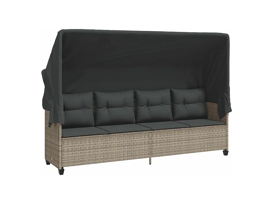 Salon de jardin 5 pcs avec coussins gris clair résine tressée