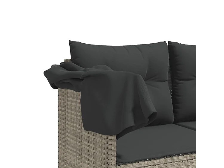 Salon de jardin 5 pcs avec coussins gris clair résine tressée