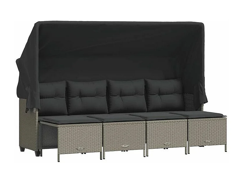 Salon de jardin 5 pcs avec coussins gris clair résine tressée