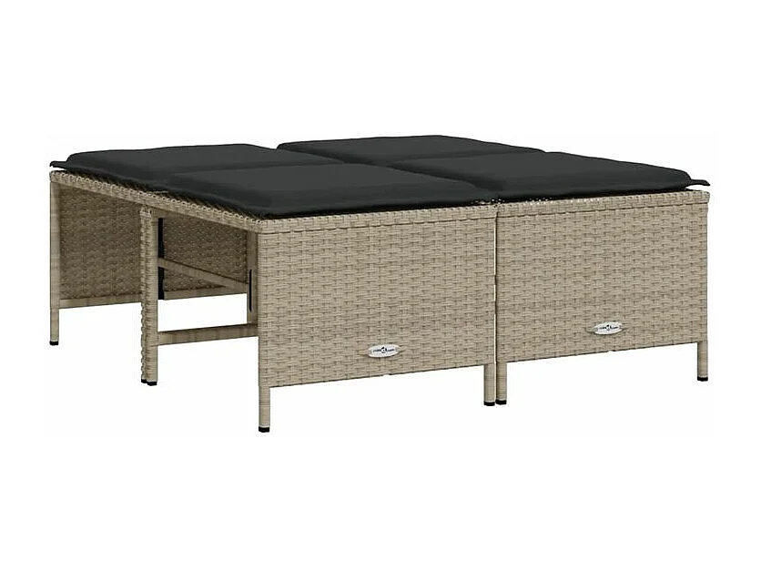 Salon de jardin 5 pcs avec coussins gris clair résine tressée