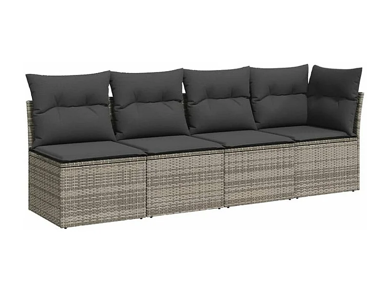 Salon de jardin 11 pcs avec coussins gris résine tressée