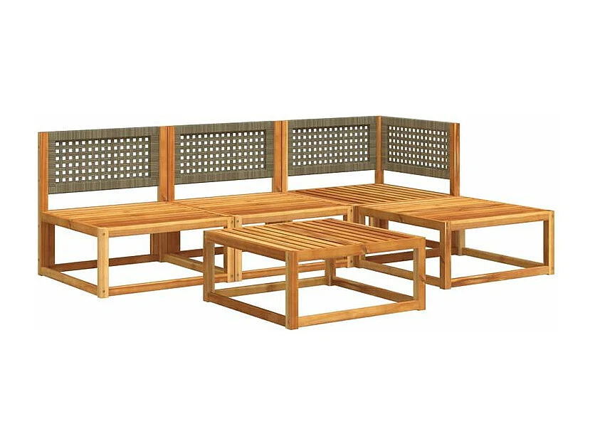 Salon de jardin avec coussins 5 pcs Bois d'acacia solide