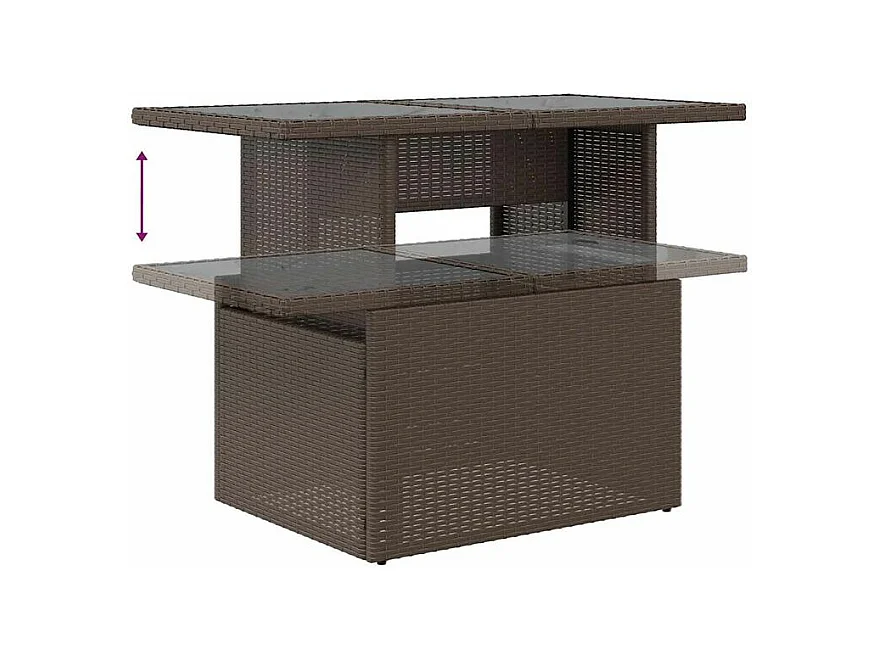 Salon de jardin 10 pcs avec coussins marron résine tressée