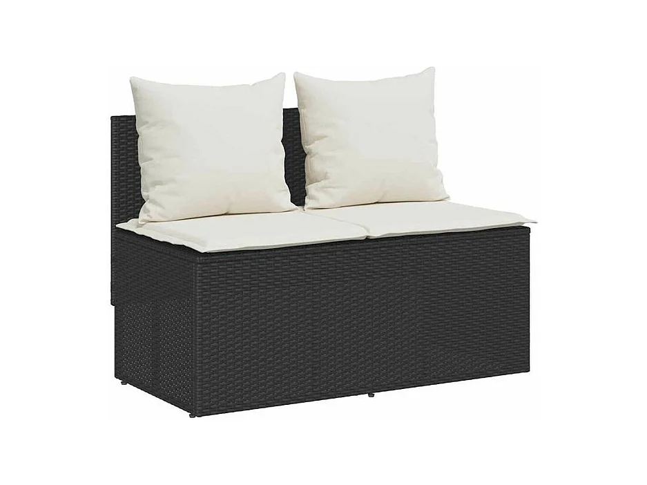 Ensemble à manger de jardin avec coussins 3 pcs Noir