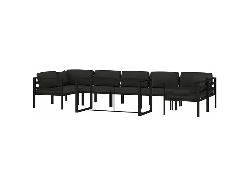 Salon de jardin 8 pcs avec coussins Aluminium Anthracite