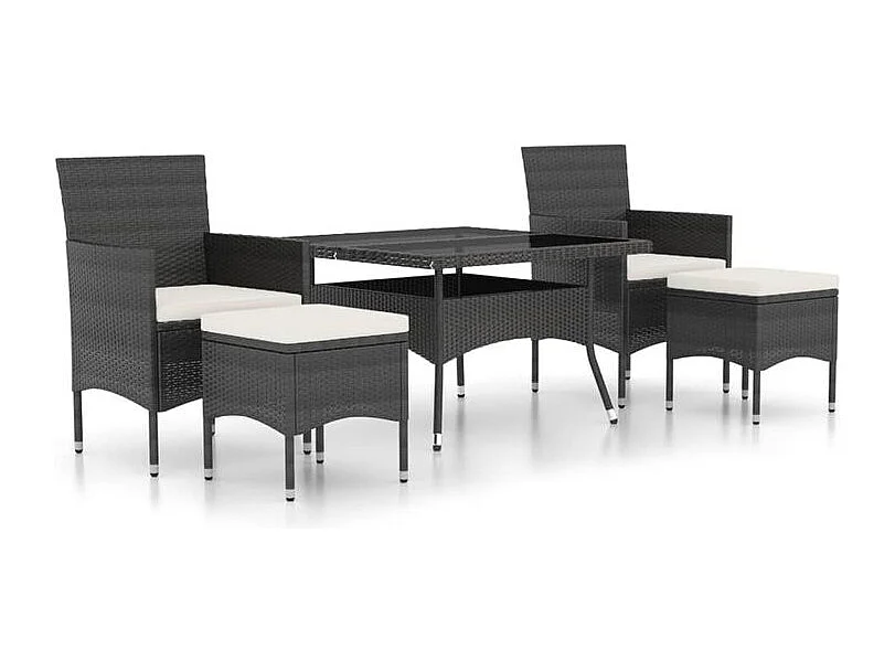 Ensemble à Manger de jardin 9pcs résine tressée et verre trempé