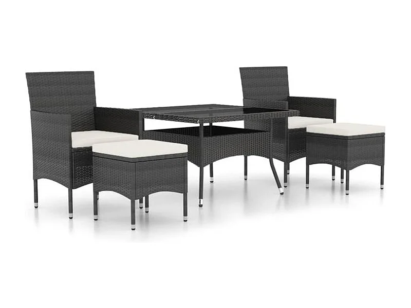 Ensemble à Manger de jardin 9pcs résine tressée et verre trempé