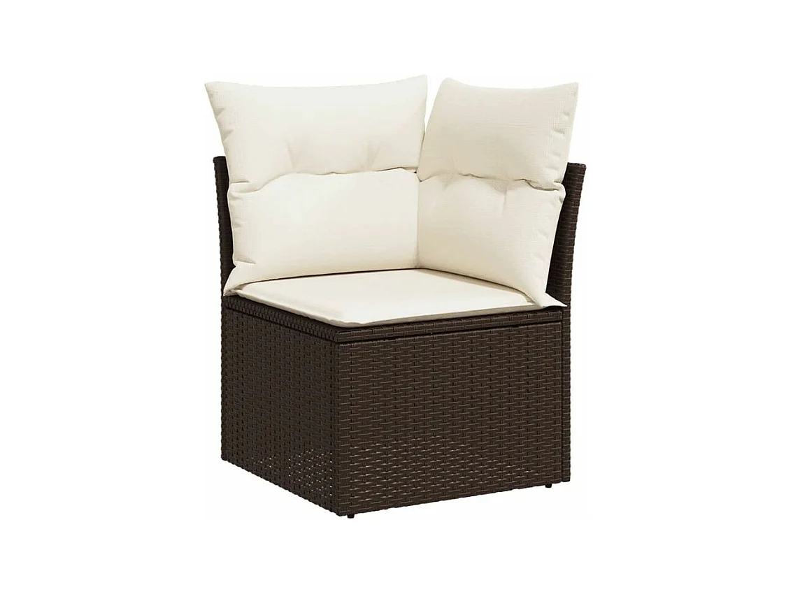 Salon de jardin 10 pcs avec coussins marron résine tressée