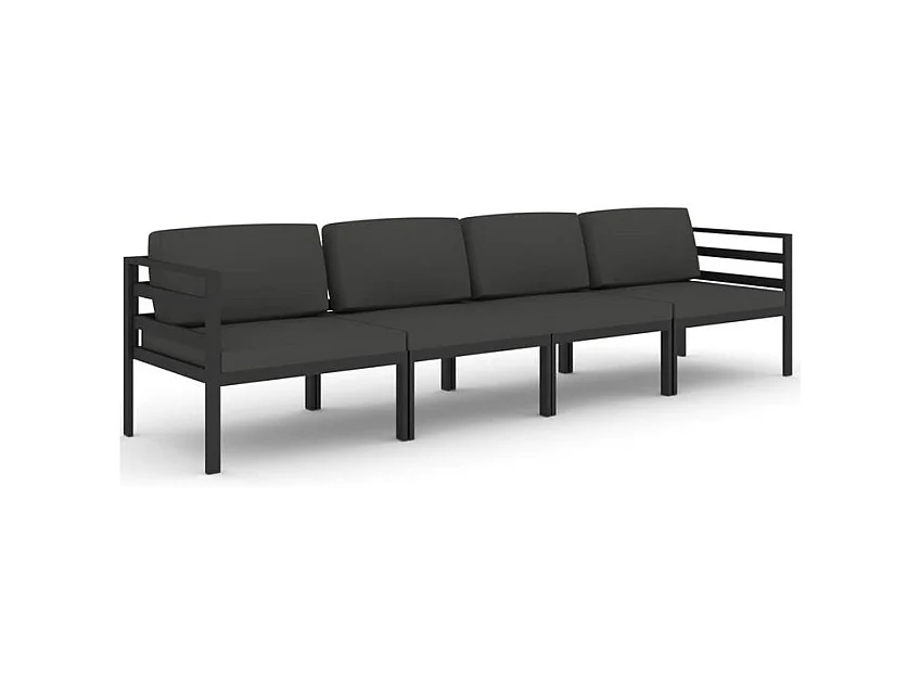 Salon de jardin 4 pcs avec coussins Aluminium Anthracite