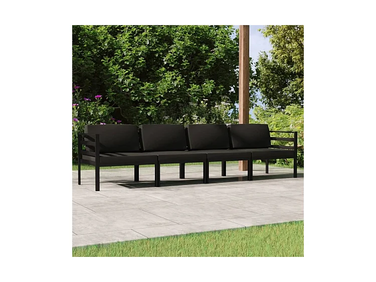 Salon de jardin 4 pcs avec coussins Aluminium Anthracite