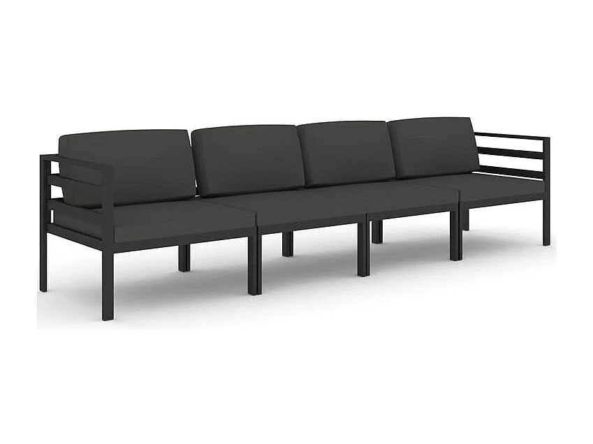 Salon de jardin 4 pcs avec coussins Aluminium Anthracite