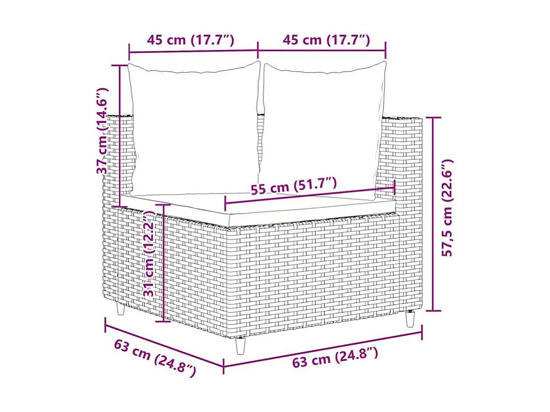 Salon de jardin avec coussins 7 pcs gris résine tressée