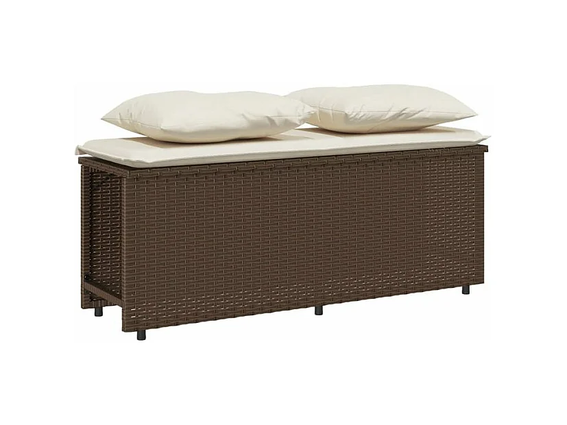 Ensemble à manger de jardin 3 pcs et coussins marron poly rotin