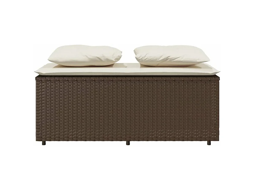 Ensemble à manger de jardin 3 pcs et coussins marron poly rotin