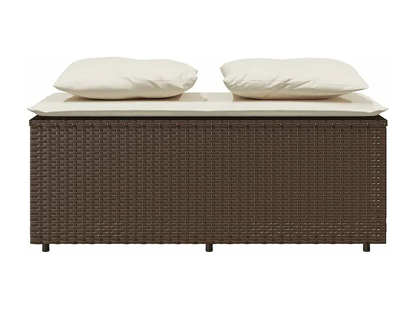 Ensemble à manger de jardin 3 pcs et coussins marron poly rotin