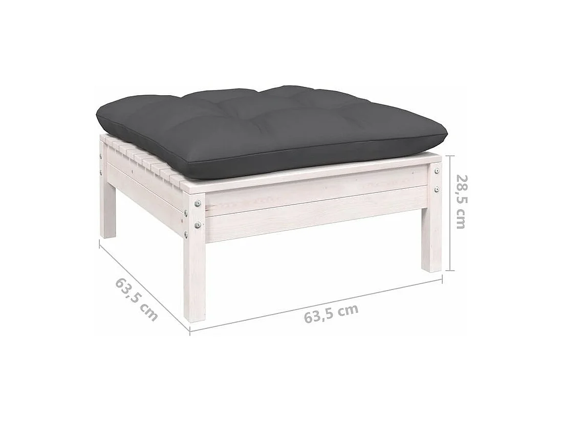 Salon de jardin 13 pcs avec coussins blanc bois de pin solide