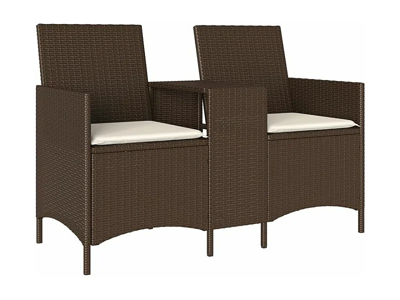 Canapé de jardin 2 places avec table et coussins résine tressée