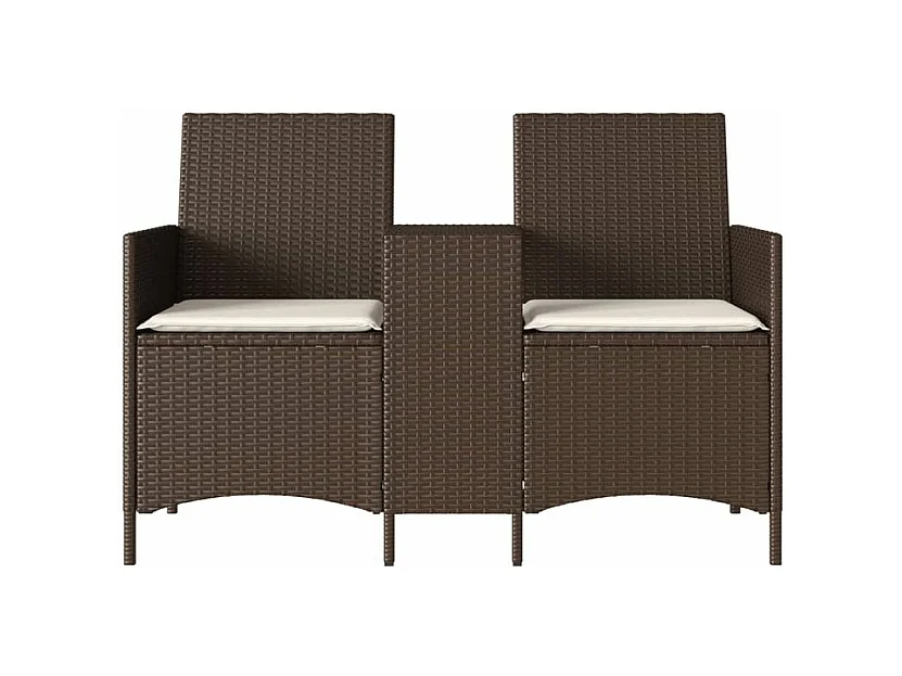 Canapé de jardin 2 places avec table et coussins résine tressée