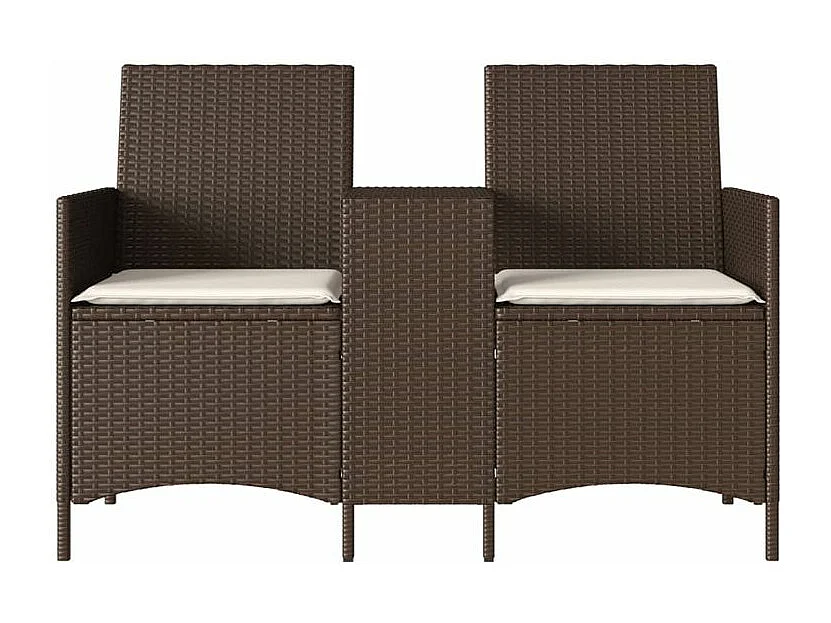 Canapé de jardin 2 places avec table et coussins résine tressée