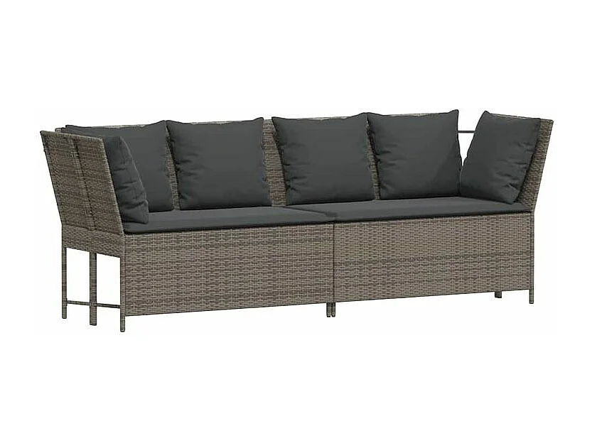 Canapé de jardin avec coussins Gris Résine tressée