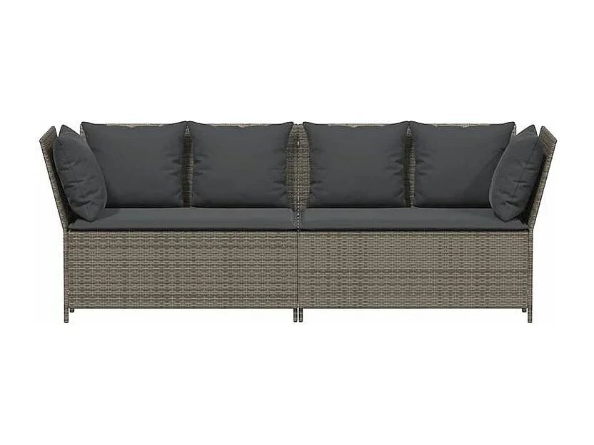 Canapé de jardin avec coussins Gris Résine tressée