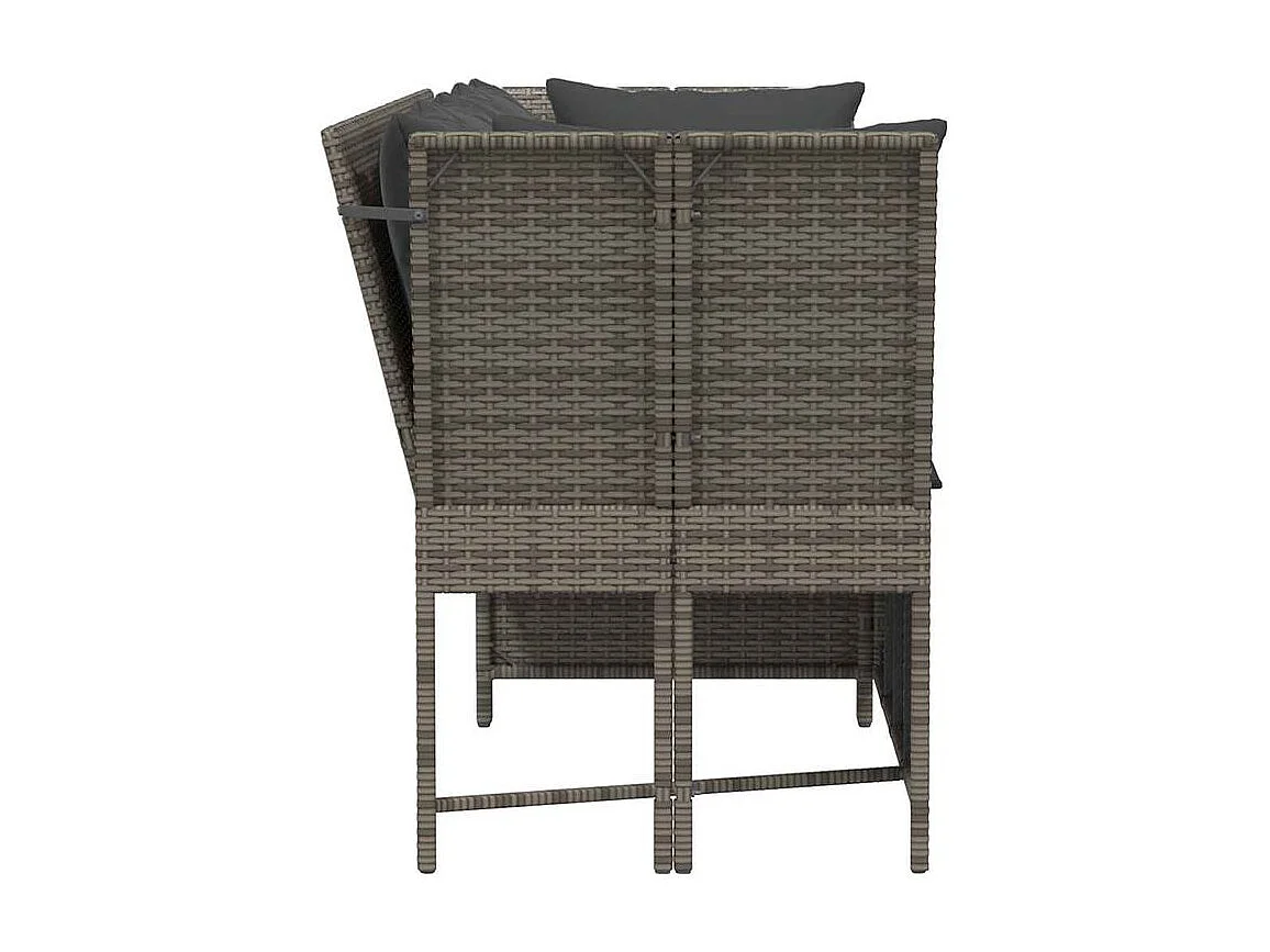 Canapé de jardin avec coussins Gris Résine tressée