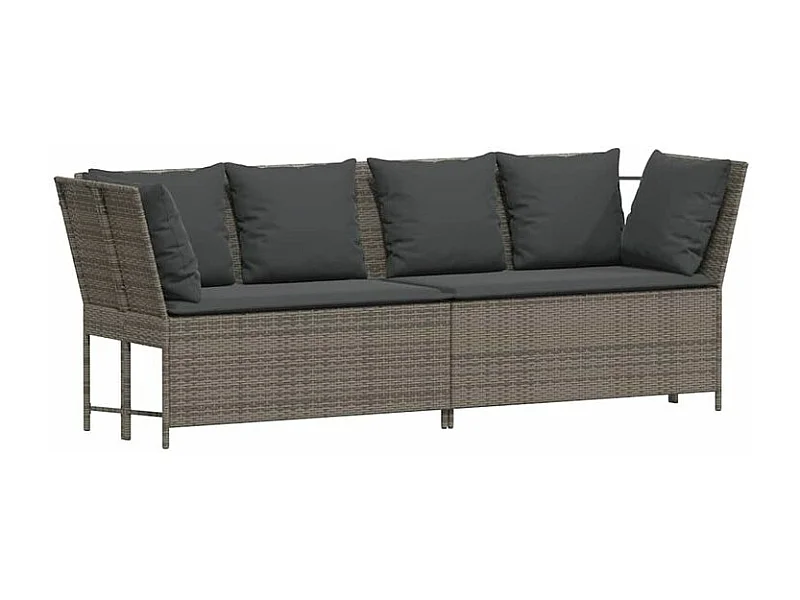 Canapé de jardin avec coussins Gris Résine tressée