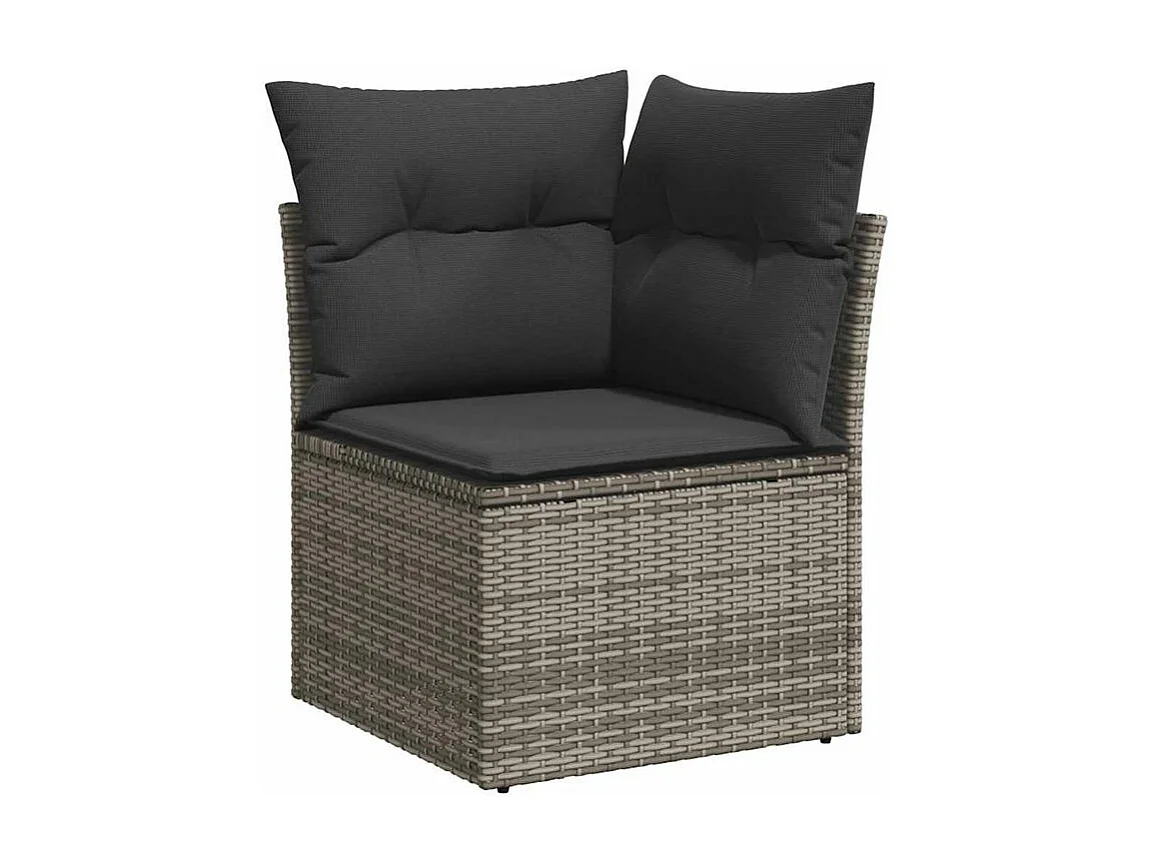 Salon de jardin 8 pcs avec coussins gris résine tressée