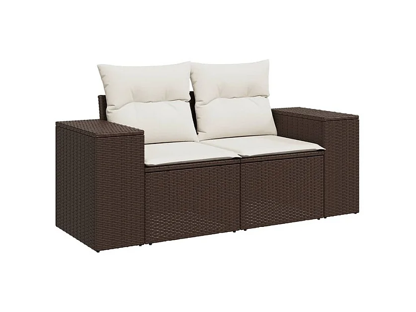 Salon de jardin et coussins 11 pcs marron résine tressée