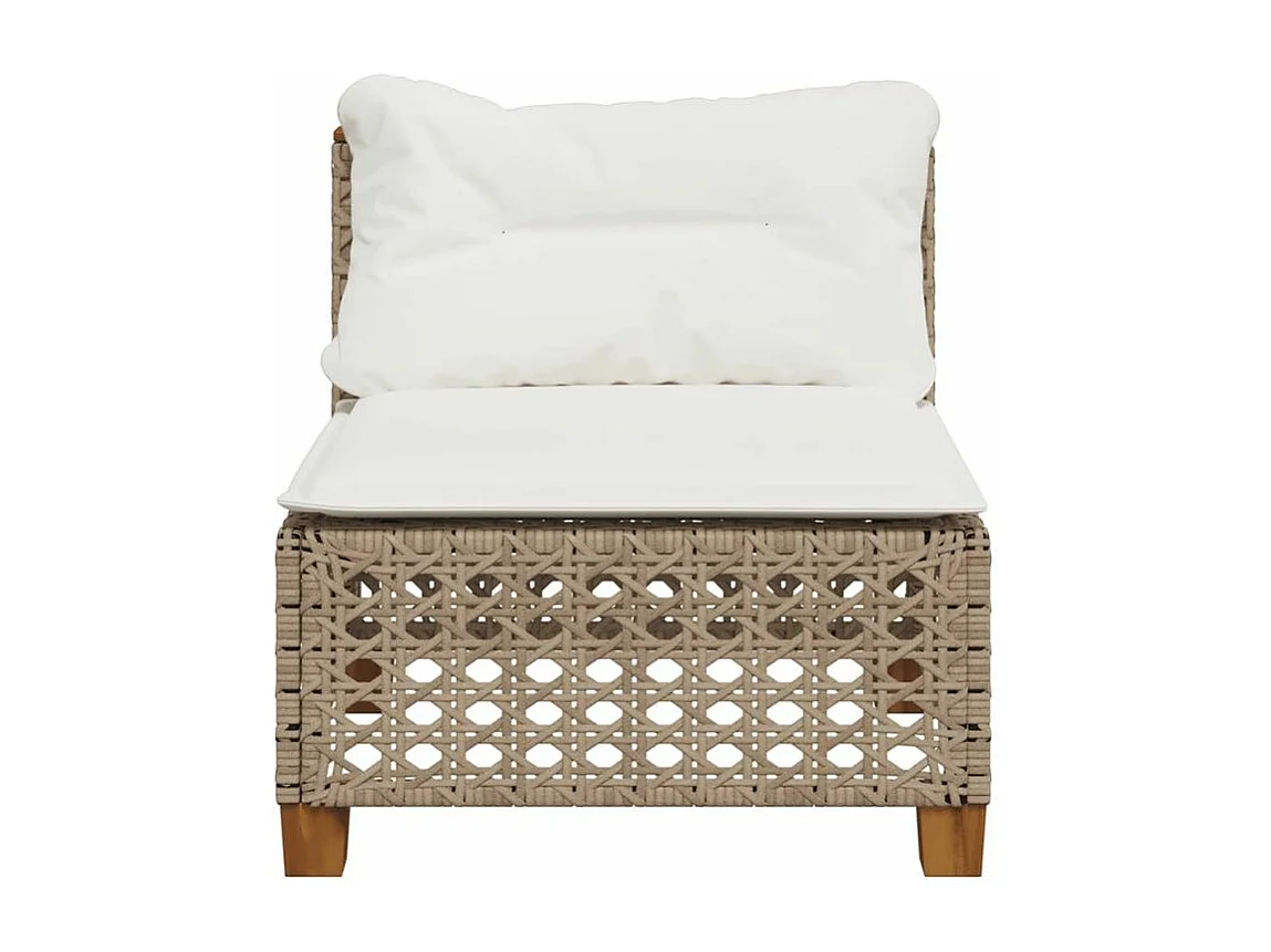 Canapé de jardin sans accoudoirs coussins beige résine tressée