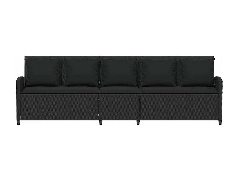 Canapé de jardin avec coussins 5 places noir résine tressée