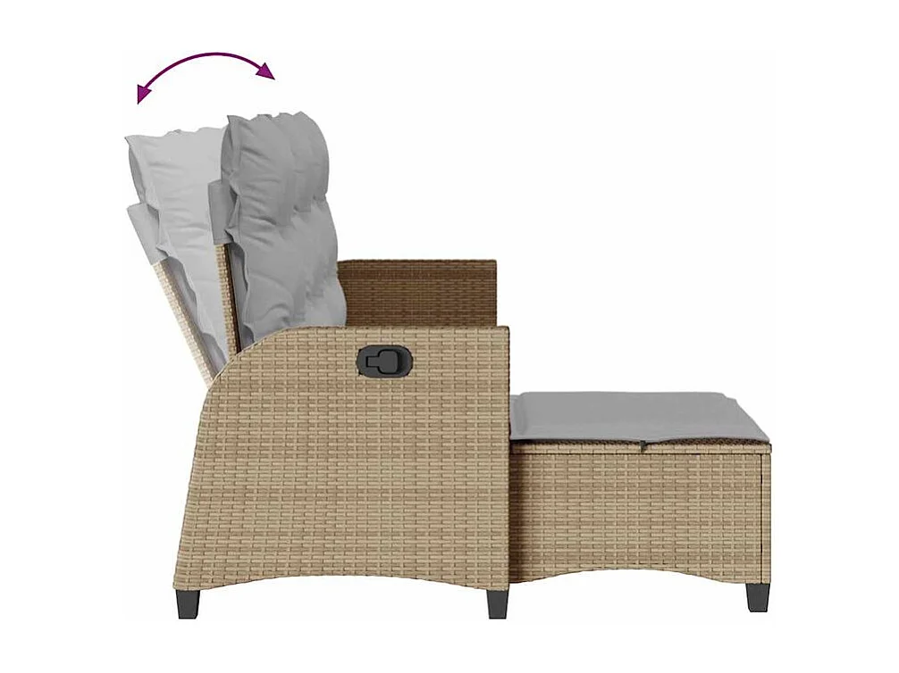 Canapé de jardin inclinable coussins forme de L beige polyrotin