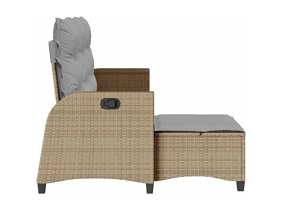 Canapé de jardin inclinable coussins forme de L beige polyrotin