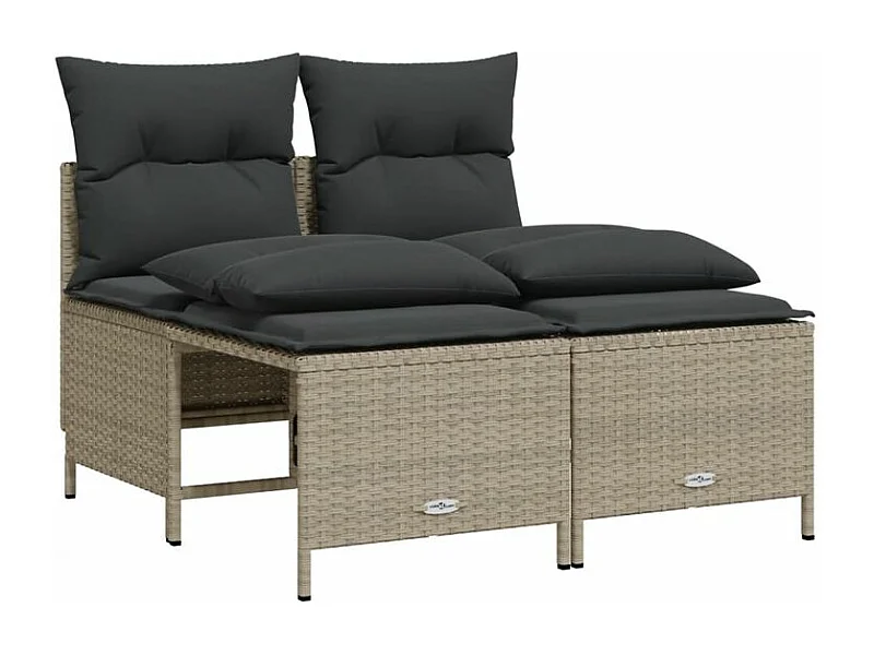 Salon de jardin 4 pcs avec coussins gris clair résine tressée