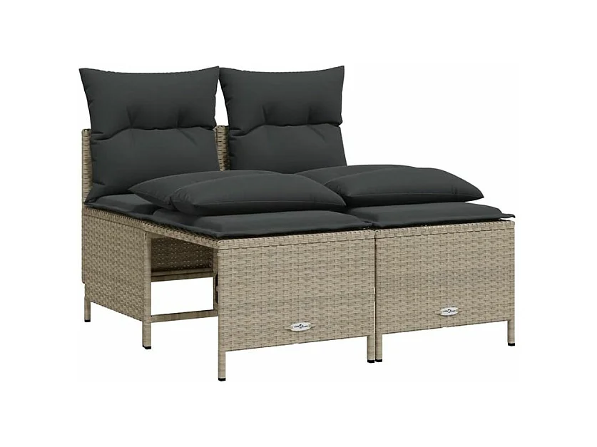 Salon de jardin 4 pcs avec coussins gris clair résine tressée