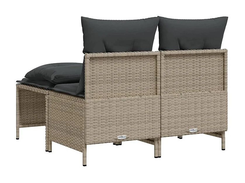 Salon de jardin 4 pcs avec coussins gris clair résine tressée