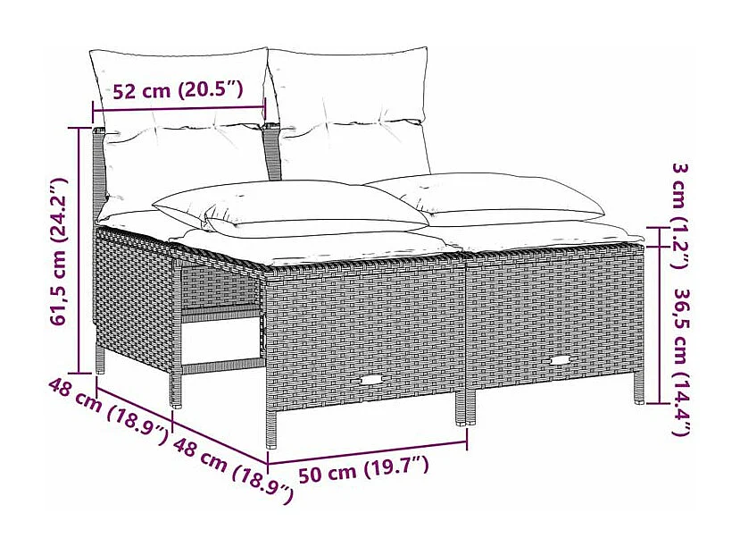 Salon de jardin 4 pcs avec coussins gris clair résine tressée
