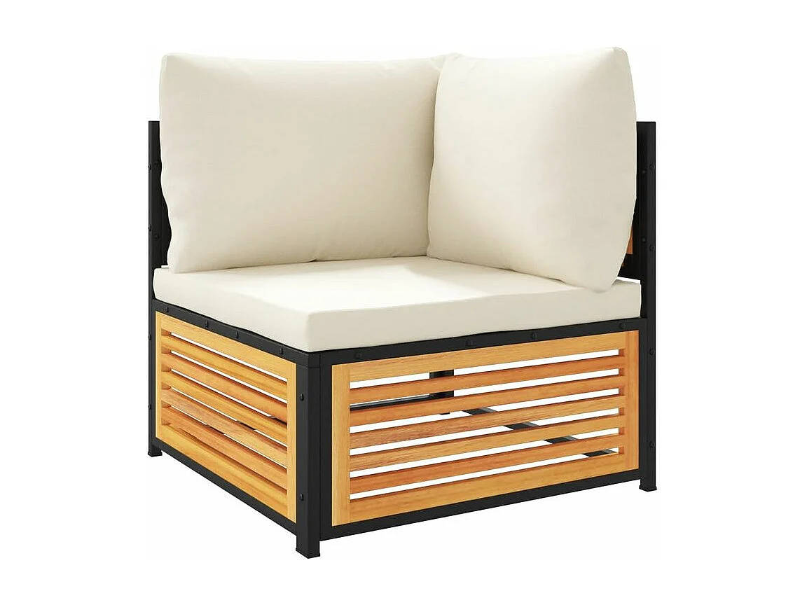 Salon de jardin avec coussins 9 pcs bois massif d'acacia