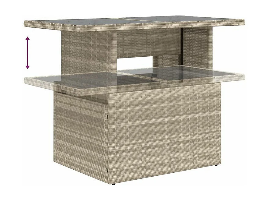 Salon de jardin avec coussins 7 pcs gris clair résine tressée