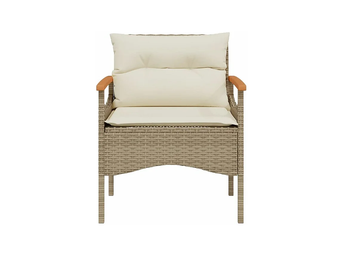 Salon de jardin avec coussins 3 pcs beige résine tressée