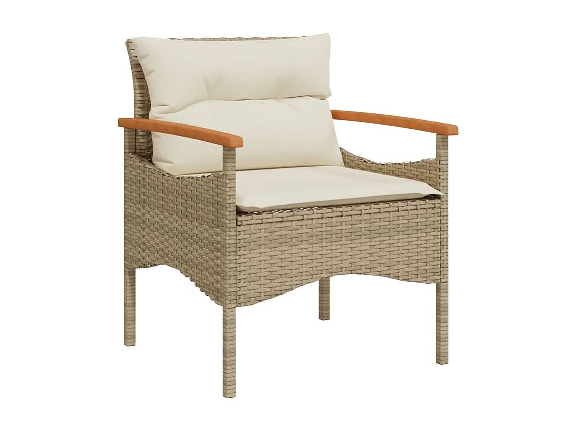 Salon de jardin avec coussins 3 pcs beige résine tressée