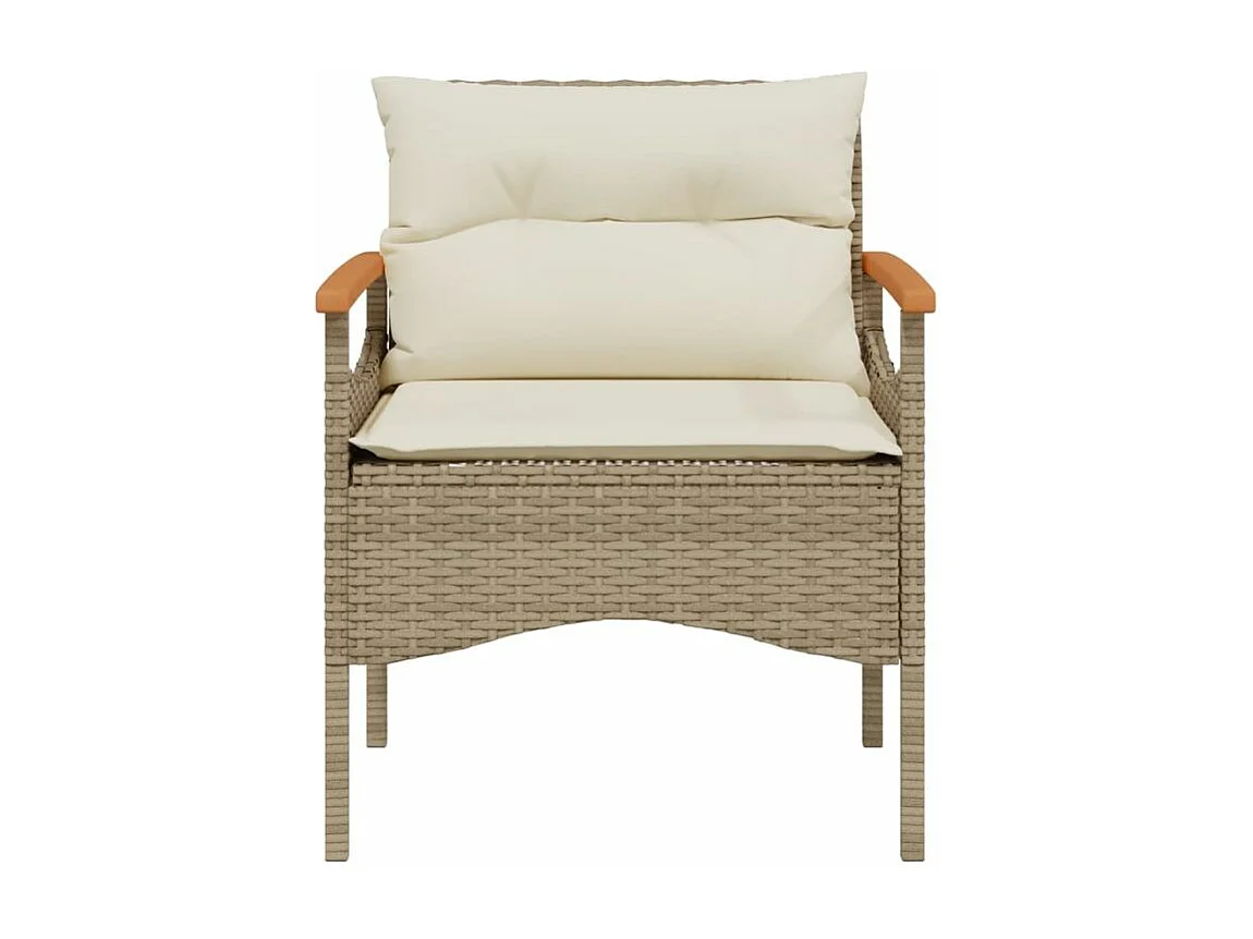 Salon de jardin avec coussins 3 pcs beige résine tressée