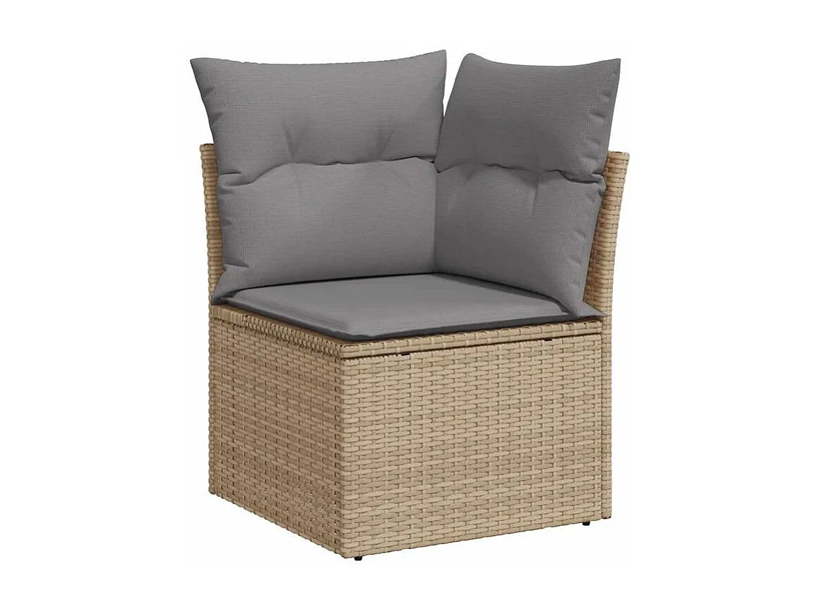 Salon de jardin avec coussins 6 pcs beige résine tressée
