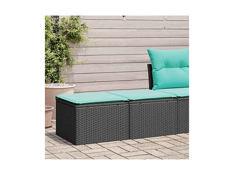 Salon de jardin avec coussins 2 pcs noir résine tressée acacia