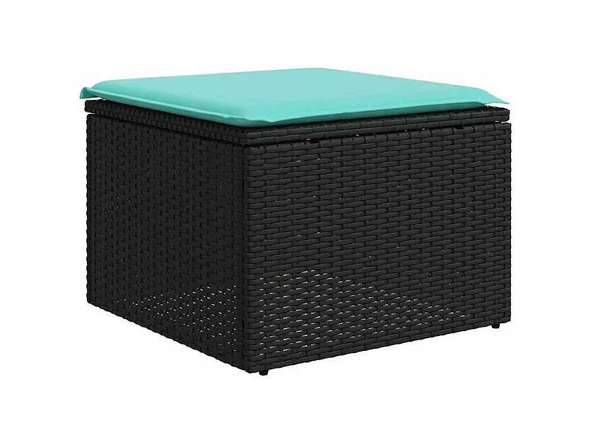 Salon de jardin avec coussins 2 pcs noir résine tressée acacia