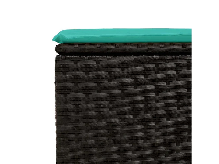 Salon de jardin avec coussins 2 pcs noir résine tressée acacia